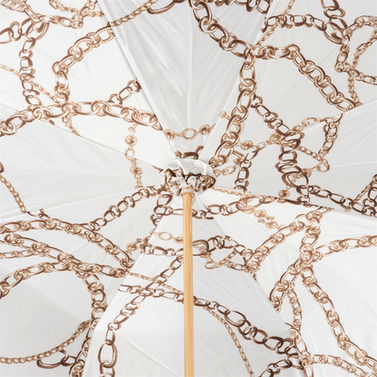 Black Umbrella – Chains Print with Swarovski Crystal Handle | Luxury Rain Gear