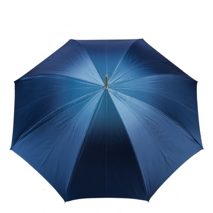 Navy Umbrella – Handmade Italian Double Cloth with Leather Stirrup Handle