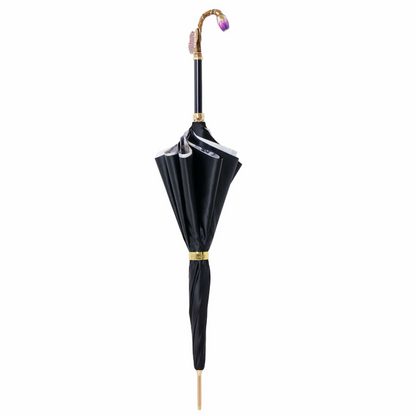 Purple Butterfly Umbrella - Swarovski Crystal Brass Handle | Luxury Rain Protection