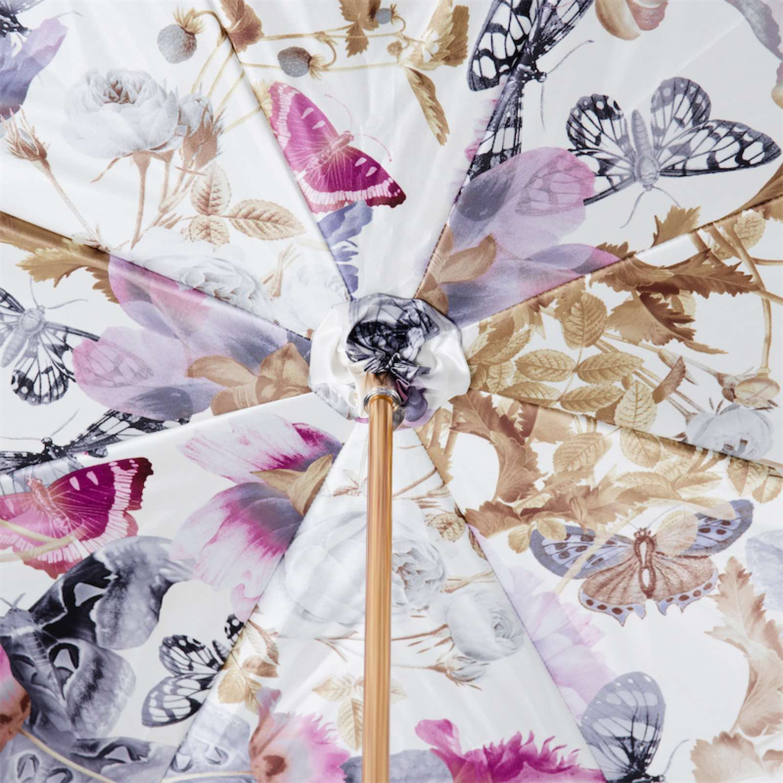 Purple Butterfly Umbrella - Swarovski Crystal Brass Handle | Luxury Rain Protection
