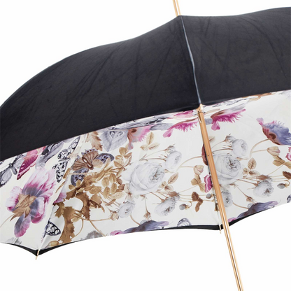 Purple Butterfly Umbrella - Swarovski Crystal Brass Handle | Luxury Rain Protection
