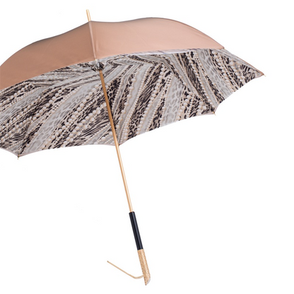 Light Gold Pearls Umbrella – Handmade Italian Double Cloth Canopy With Jeweled Handle