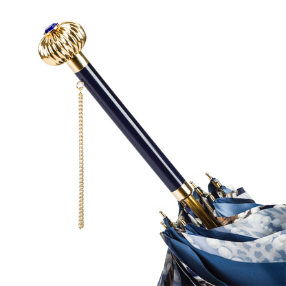 Cheetah Print Umbrella – Handcrafted Italian Artisan Luxury Rain Umbrella with Pearl Handle