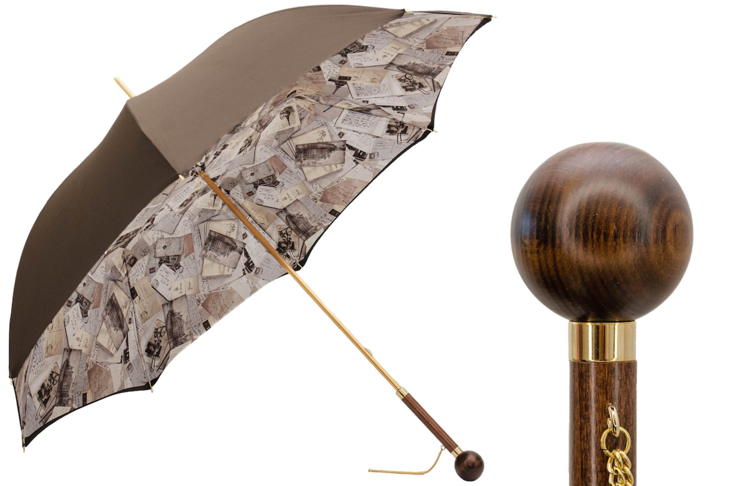 Designer Umbrella - Handmade Italian Rain Umbrella with Wooden Handle & Durable Polyester Canopy