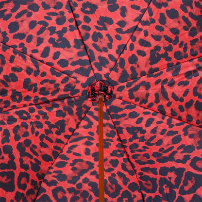 Knuckleduster Umbrella – Red Animal Print Canopy with Swarovski Crystal Handle