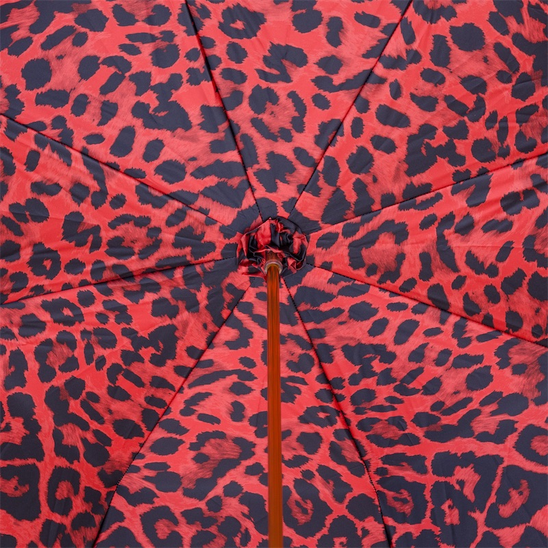 Knuckleduster Umbrella – Red Animal Print Canopy with Swarovski Crystal Handle