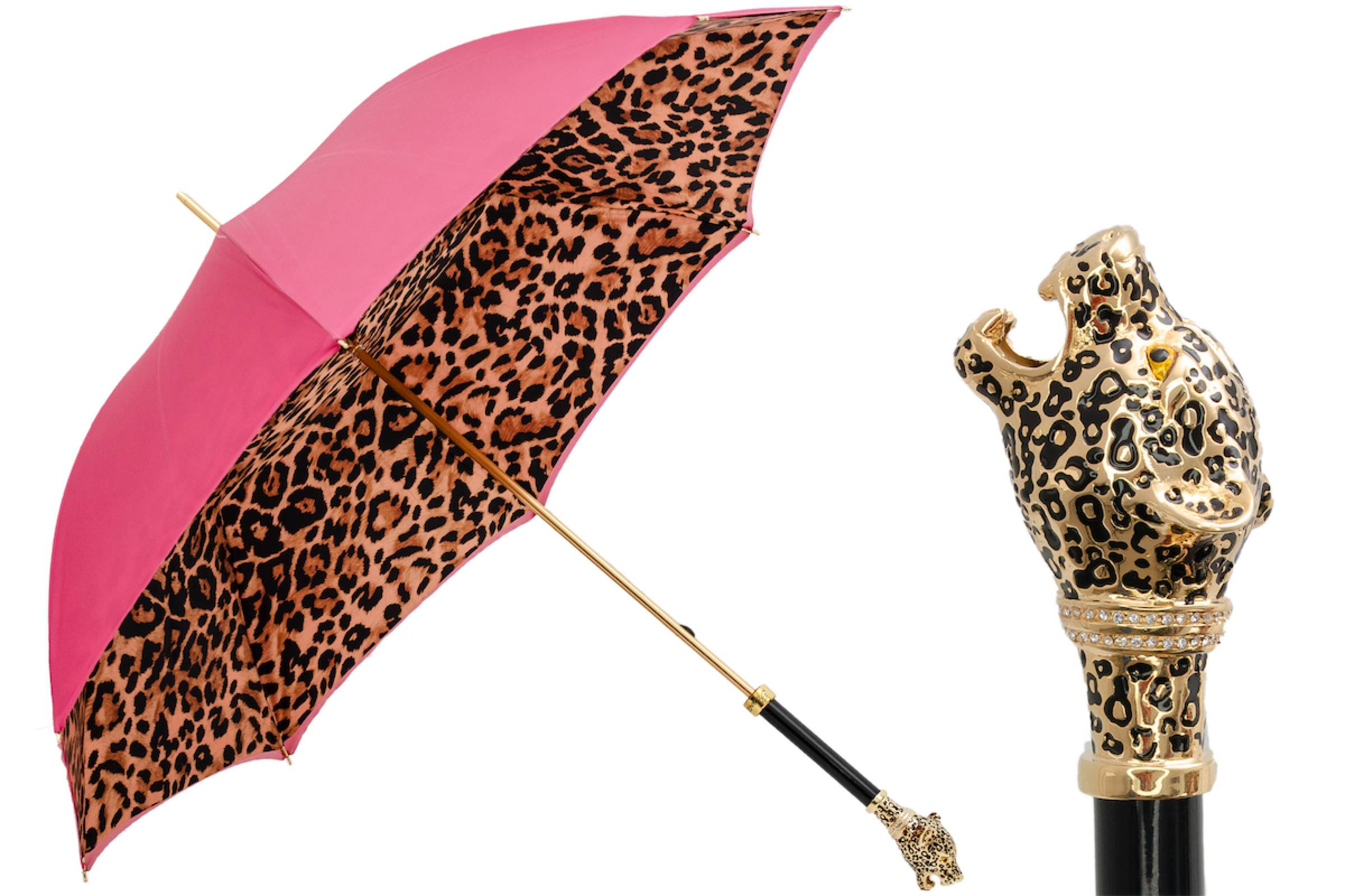 Leopardized Panther Umbrella – Handmade Italian Rain Umbrella With Durable Brass Handle