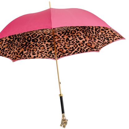 Leopardized Panther Umbrella – Handmade Italian Rain Umbrella With Durable Brass Handle