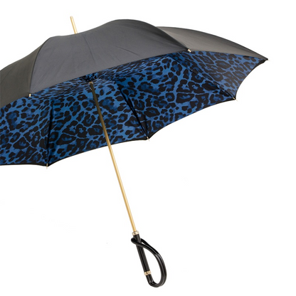 Animal Print Umbrella – Manual Blue Rain Protection with Polyester Canopy & Acetate Handle