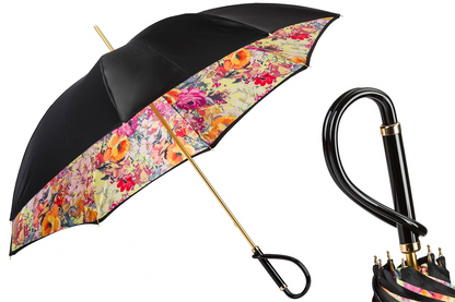 Flowered Umbrella – Handmade Italian Designer Rain Umbrella With Double Cloth Canopy