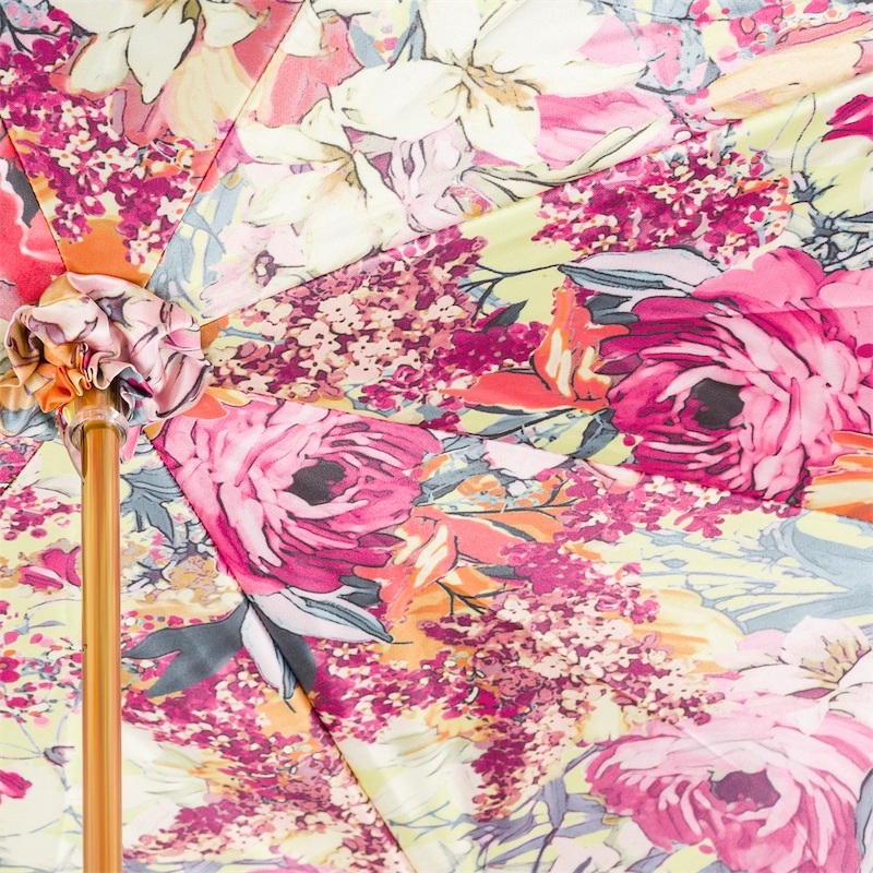 Flowered Umbrella – Handmade Italian Designer Rain Umbrella With Double Cloth Canopy