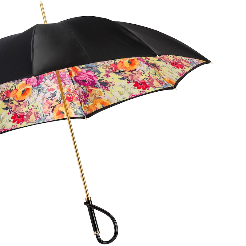 Flowered Umbrella – Handmade Italian Designer Rain Umbrella With Double Cloth Canopy