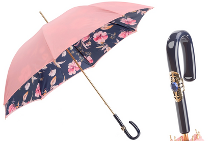 Pink Umbrella – Italian Handmade Floral Design | Double Cloth Canopy, Acetate Handle