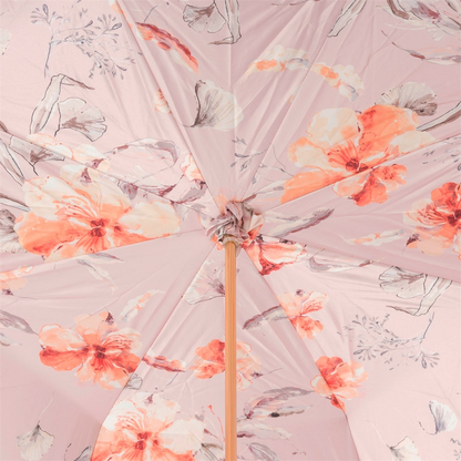 Flowered Umbrella – Handmade Italian Ivory Pink Floral Rain Umbrella with Swarovski Crystal Handle