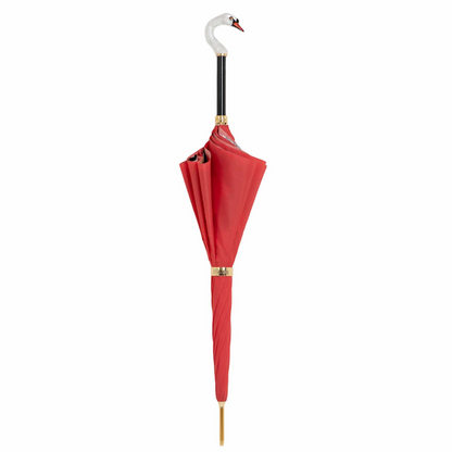Handcrafted Swan Umbrella - Designer Double Cloth Rain Umbrella With Enameled Brass Handle
