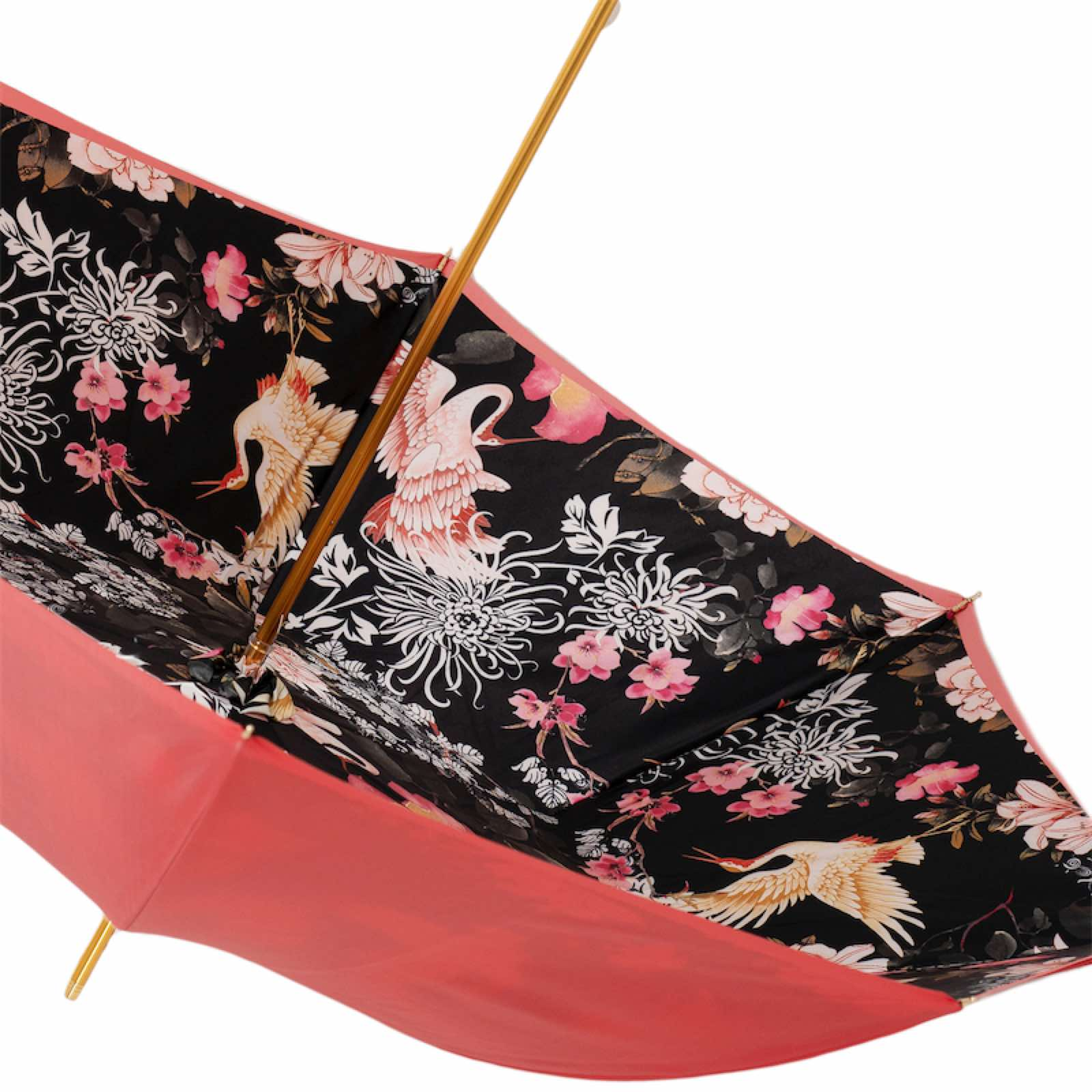 Handcrafted Swan Umbrella - Designer Double Cloth Rain Umbrella With Enameled Brass Handle