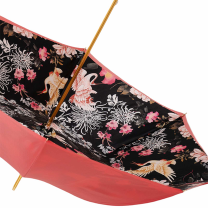 Handcrafted Swan Umbrella - Designer Double Cloth Rain Umbrella With Enameled Brass Handle