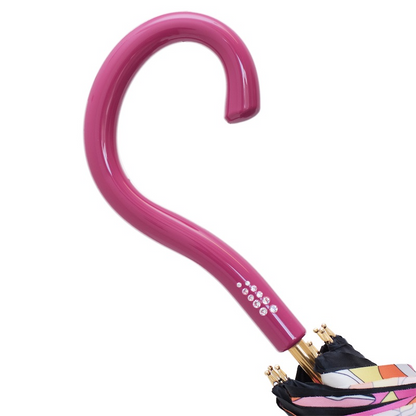 Pink Handle Umbrella – Handmade Italian Manual Rain Umbrella With Durable Canopy