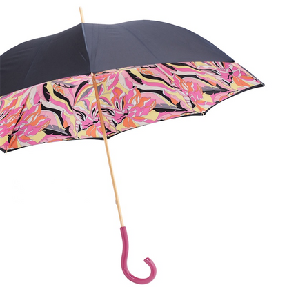 Pink Handle Umbrella – Handmade Italian Manual Rain Umbrella With Durable Canopy