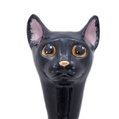 Black Cat Umbrella – Handmade Italian Animal Print Rain Umbrella with Enameled Brass Handle