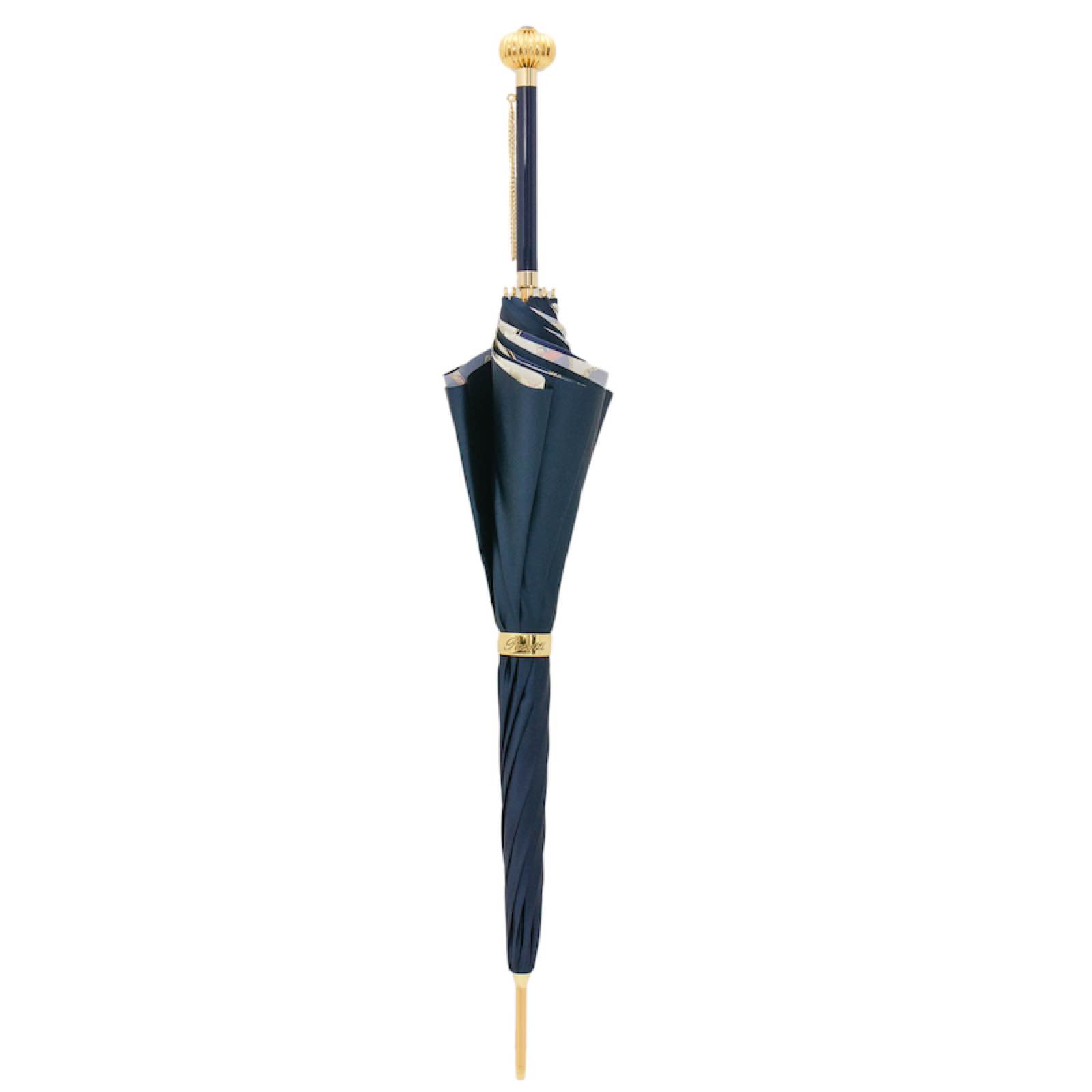 Navy Bridles Umbrella – Handmade Italian Rain Umbrella with Jeweled Handle