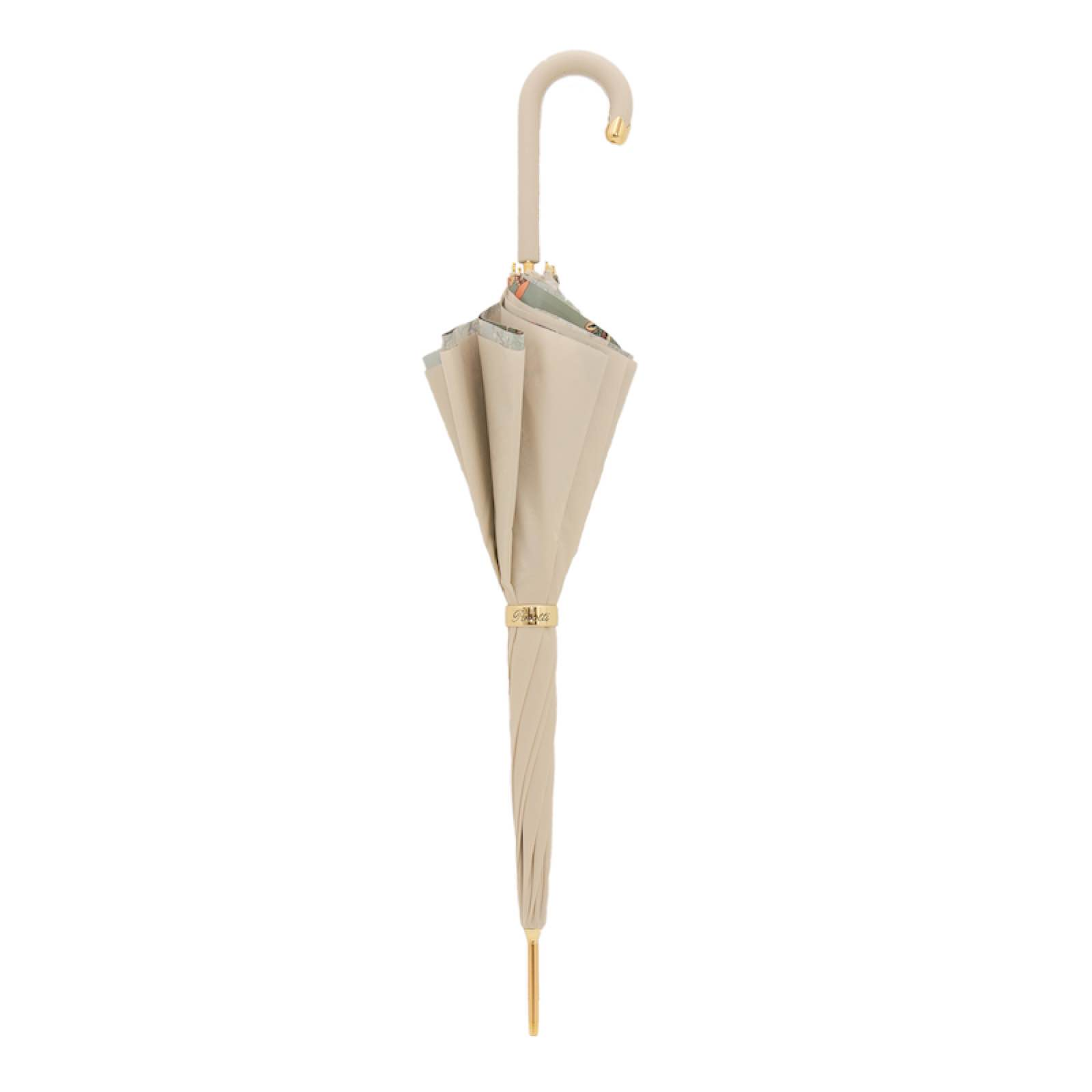 Ivory Leather Umbrella - Classic Handmade Italian Rain Umbrella With Durable Polyester Canopy