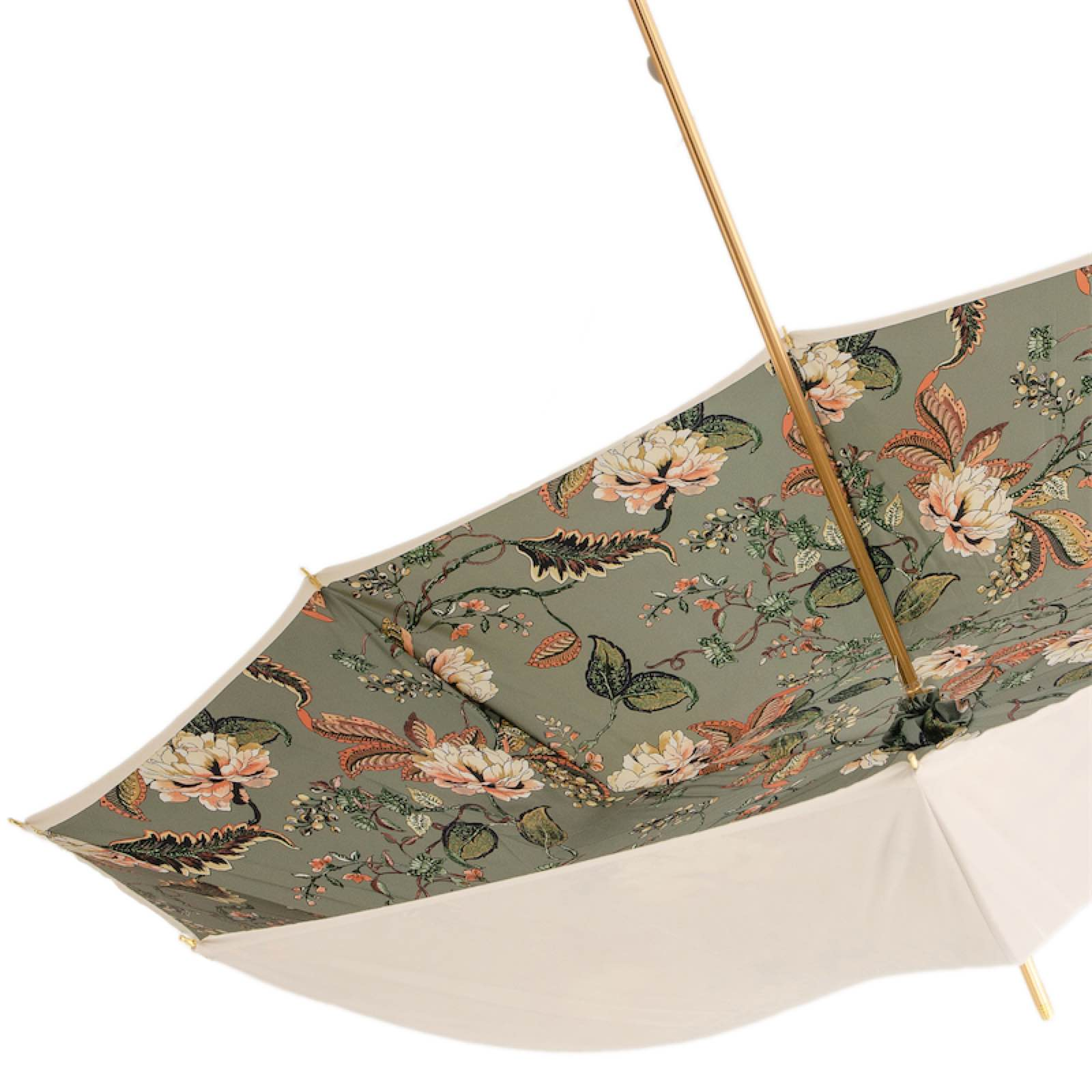 Ivory Leather Umbrella - Classic Handmade Italian Rain Umbrella With Durable Polyester Canopy