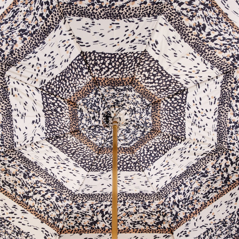 Beige Classic Umbrella – Handmade Italian Double Cloth Canopy, Jeweled Handle