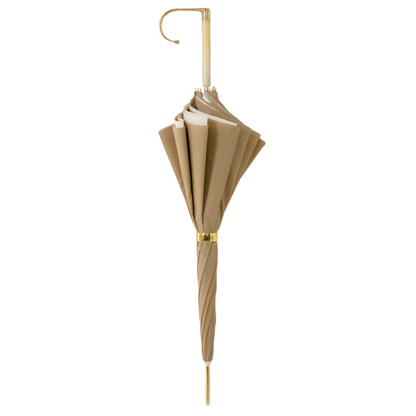 Ivory Flowered Umbrella – Handmade Italian Rain Umbrella with Jeweled Handle