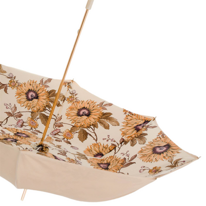 Ivory Flowered Umbrella – Handmade Italian Rain Umbrella with Jeweled Handle