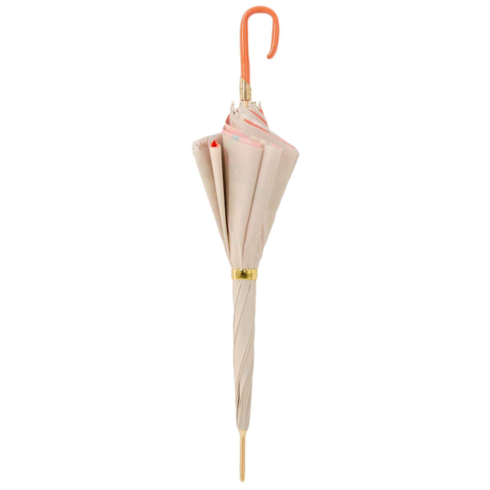 Classic Umbrella – Handmade Italian Ivory Orange Rain Protection with Acetate Handle