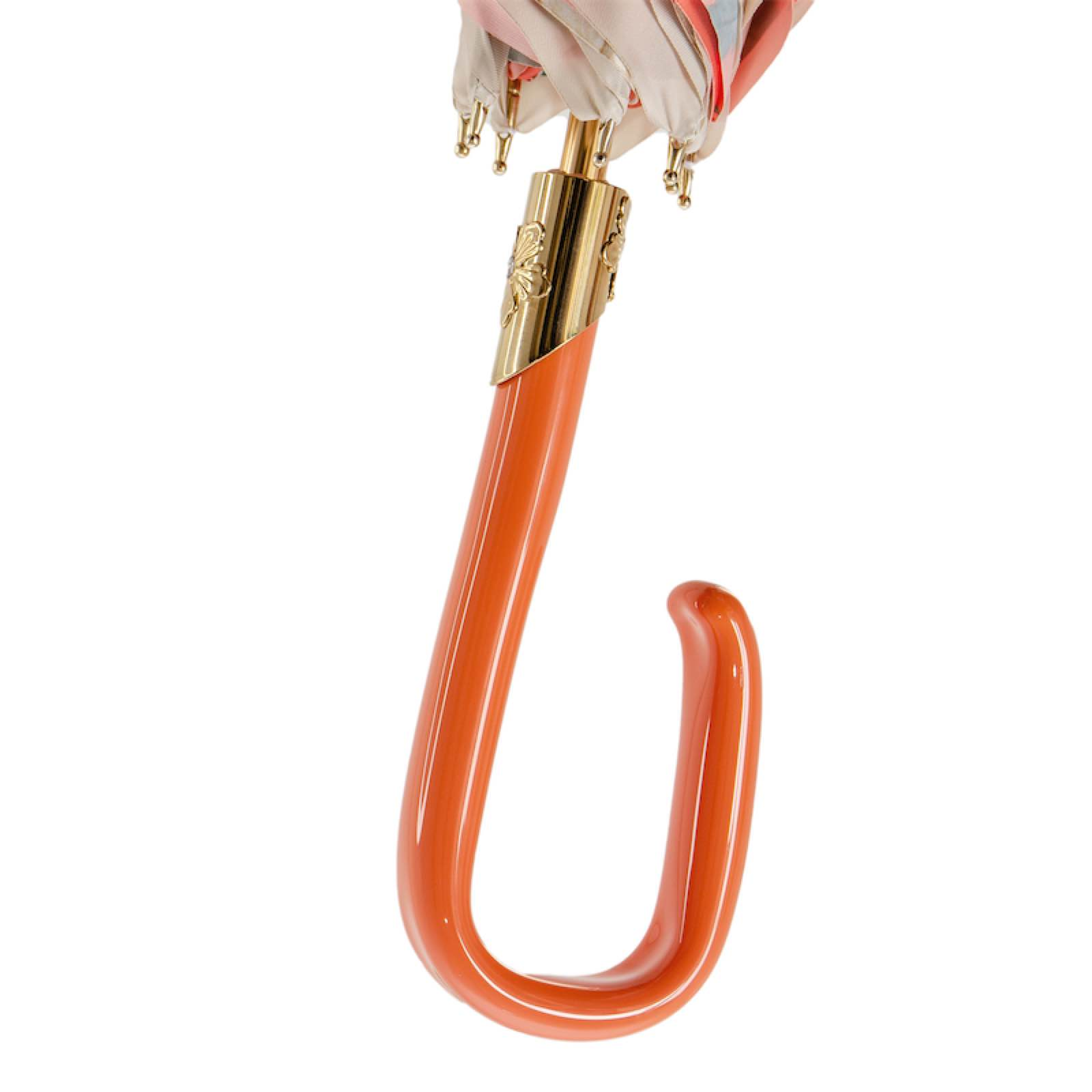 Classic Umbrella – Handmade Italian Ivory Orange Rain Protection with Acetate Handle