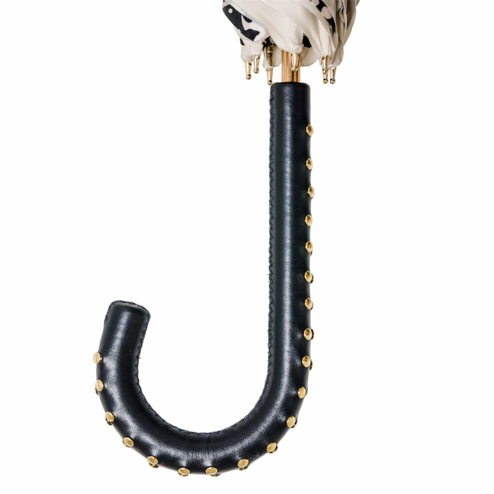 Classic Leather Umbrella – Italian Handmade Designer Rain Protection with Leather Handle