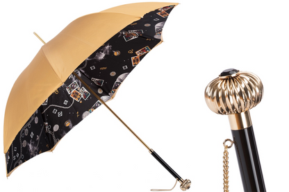 Jeweled Handle Umbrella – Double Cloth Canopy, Manual Opening, Luxury Rain Gear