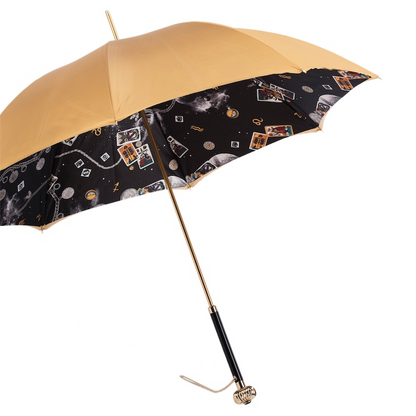 Jeweled Handle Umbrella – Double Cloth Canopy, Manual Opening, Luxury Rain Gear