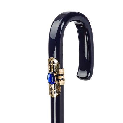 Navy Floral Umbrella – Double Cloth Handmade Italian Rain Protection with Acetate Handle