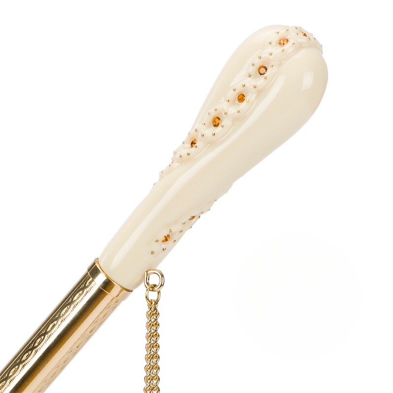 Vintage Umbrella – Flowered Manual Double Cloth Canopy with Swarovski Crystals Handle