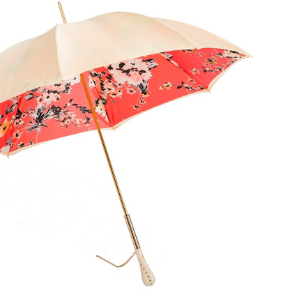 Vintage Umbrella – Flowered Manual Double Cloth Canopy with Swarovski Crystals Handle