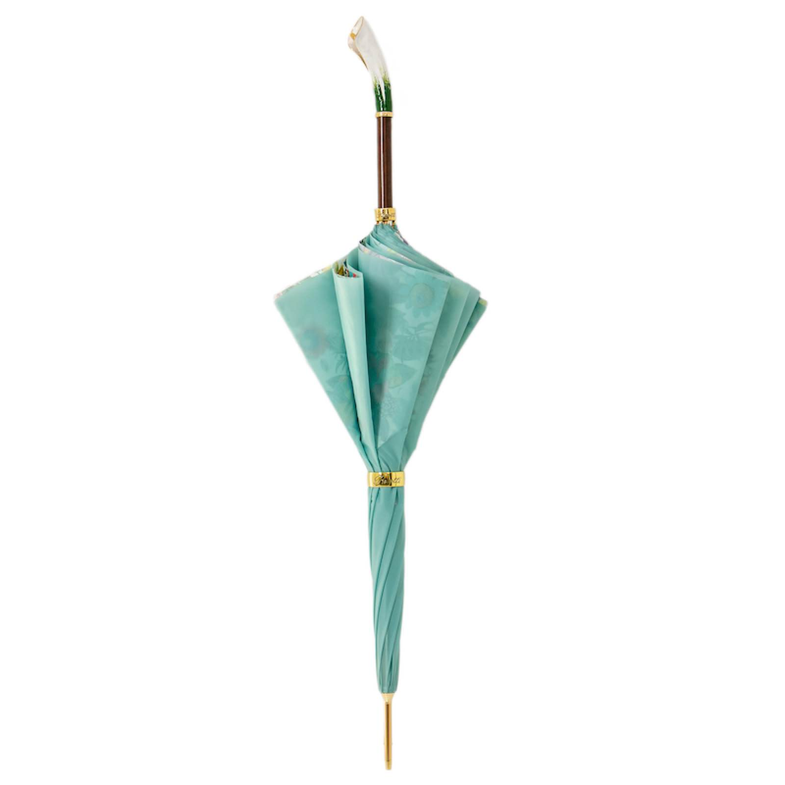 Luxury Umbrella – Handmade Italian Calla Flower Design with Enameled Brass Handle