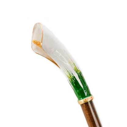 Luxury Umbrella – Handmade Italian Calla Flower Design with Enameled Brass Handle