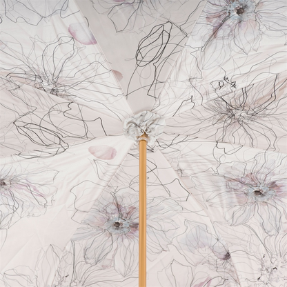 Ivory Double Cloth Umbrella – Manual Opening, Handmade Italian Luxury Leather Handle