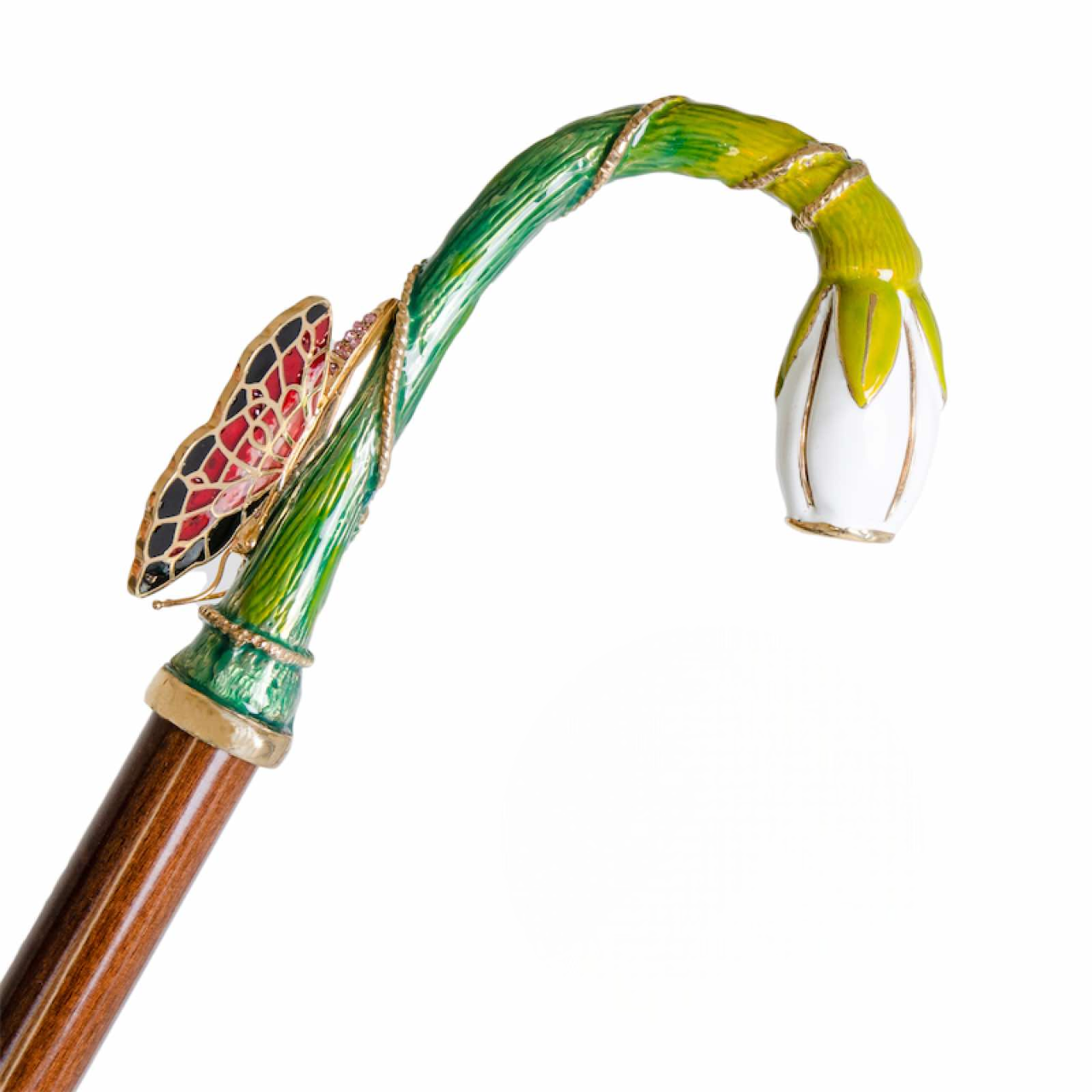 Red Butterfly Umbrella - Handmade Italian Luxury Rain Umbrella with Swarovski Crystals