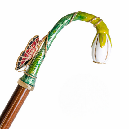 Red Butterfly Umbrella - Handmade Italian Luxury Rain Umbrella with Swarovski Crystals