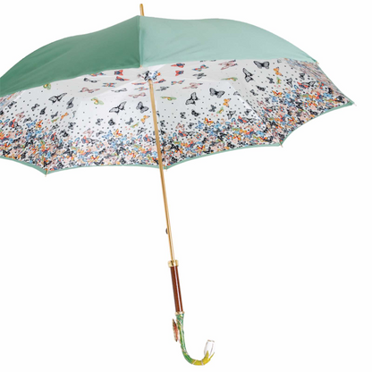 Red Butterfly Umbrella - Handmade Italian Luxury Rain Umbrella with Swarovski Crystals