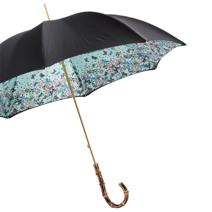 Butterfly Print Umbrella – Handmade Italian Bamboo Handle Rain Protection