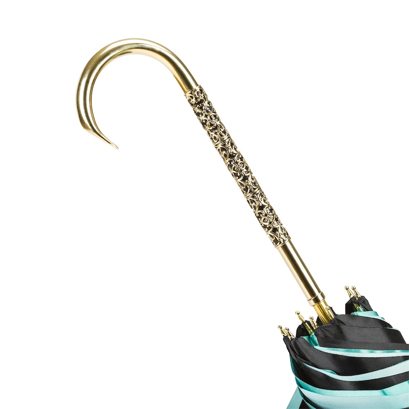 Classic Vintage Umbrella – Double Cloth Rain Protection with Jeweled Brass Handle