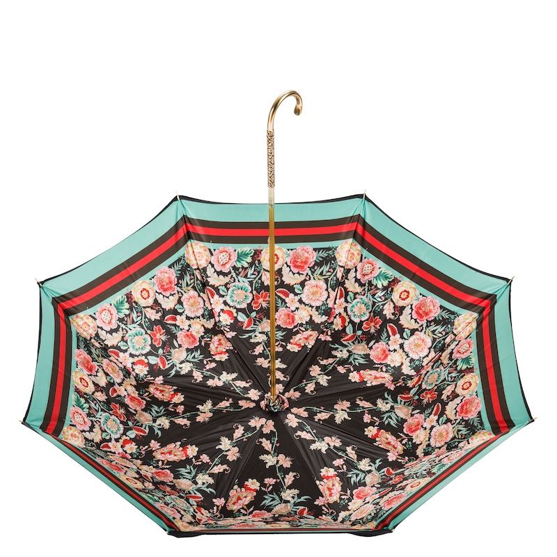 Classic Vintage Umbrella – Double Cloth Rain Protection with Jeweled Brass Handle