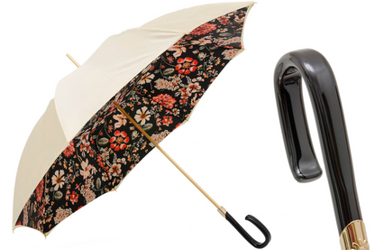 Double Cloth Umbrella – Handmade Italian Floral Pattern Umbrella With Acetate Handle