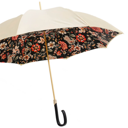 Double Cloth Umbrella – Handmade Italian Floral Pattern Umbrella With Acetate Handle