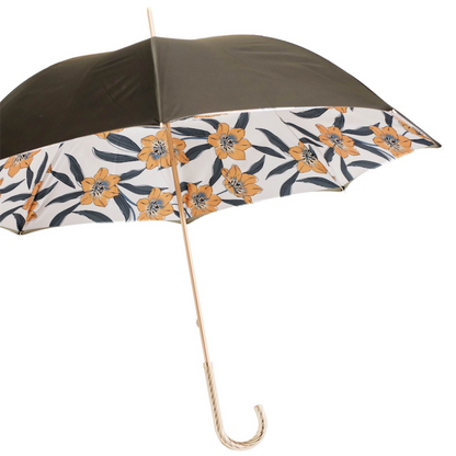 Yellow Flower Umbrella – Handmade Italian Rain Umbrella with Floral Canopy